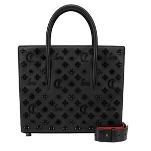 $2900 CHRISTIAN LOUBOUTIN PALOMA MEDIUM BLACK LEATHER TOTE SHOULDER BAG NWT!